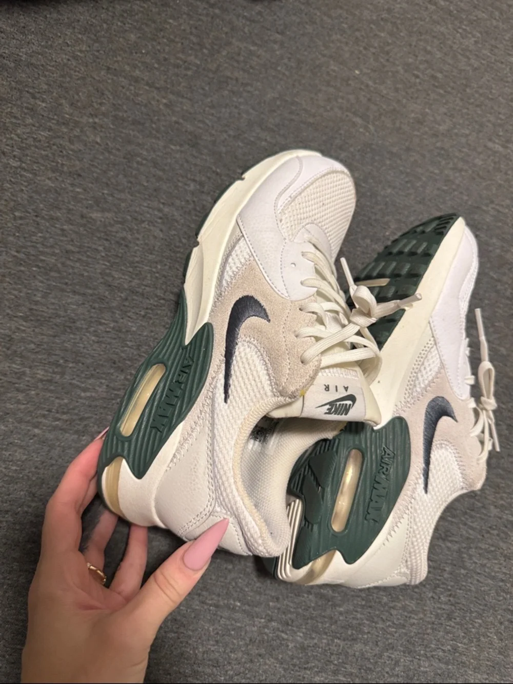 Nike Women’s Athletic Sneakers in Cream, White & Green Accents